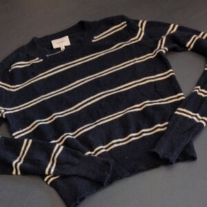 Anthropologie Reformation Striped Crewneck Sweater Blue and White